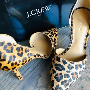 Jcrew Leopard Print Lana Calf Hair D’Orsay Pumps